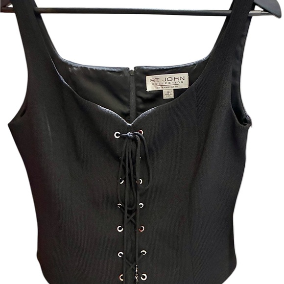 St. John NEW - Black Lace-Up Top - Picture 2 of 4